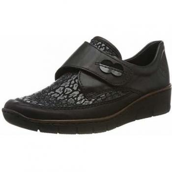 Zapato Casual Rieker 537C0 para Mujer en Piel Natural con Velcro - Color Negro