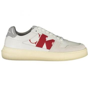 Calvin Klein Men's White Lace-Up Sneakers with Contrast Details - Size 8 US (EU41)