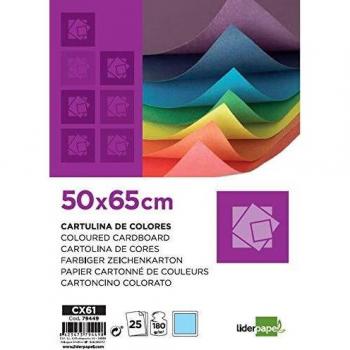 Liderpapel Cartulina 50 x 65 Cm 180G/m² Celeste Paquete de 25