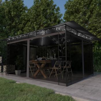 Cenador con mosquitera y luces LED 4x3x2,73 M Antracita