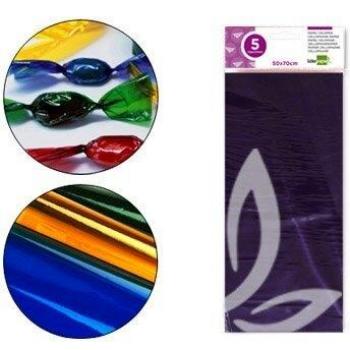 PAPEL CELOFAN LIDERPAPEL 50X70 CM 22G/M2 BOLSA DE 5 HOJAS VIOLETA