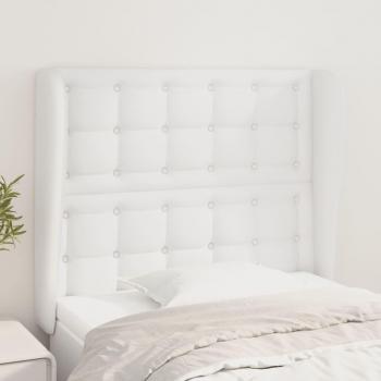 Cabecero de oreja blanco en cuero sintético 103x23x118/128 cm