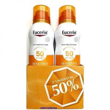 Celorriofarma Eucerin Sun Fps50+ 200ml |spray Transparent Dry Touch|protector Solar| Pack 2un., Sin Color, 400 Mililitro