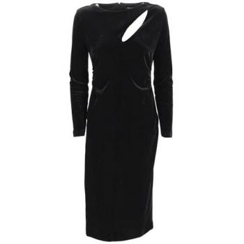Armani Exchange Women's Velvet Midi Dress with Cut Out, Black, Size M