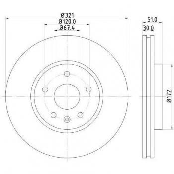 Disco de freno HELLA 8DD 355 129-091 Alta Carbono Recubierto para OPEL Insignia A 3/5 puertas y Sports Tourer