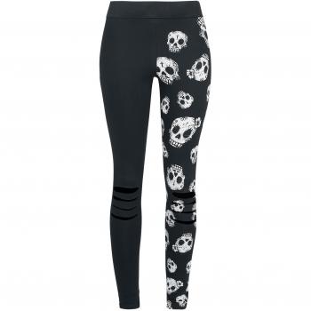 Outer Vision Skeleton Heads Leggings negro-blanco