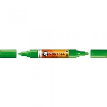 Marcador Permanente Molotow One4All Acrílico Twin Recargable 1.5 y 4 mm Verde Limón