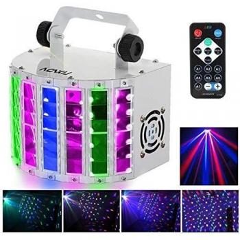 Mini Luz de Escenario,Lixada 24W RGBW Luz de Discoteca,7 Canales DMX-512,Automático/Sonido Control/Velocidad Ajuste/Estroboscópico/Control Remoto,Proyector DJ Perfectas para el Hogar KTV Disco