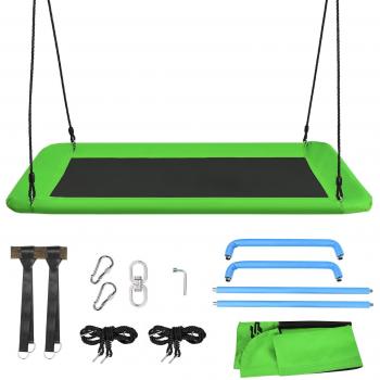 Costway Set Columpio de Nido Columpio Colgante para Niños con Cuerdas Regulables de 100-180 cm, Estructura en Acero Impermeable, Carga hasta 315 kg, Ideal para
