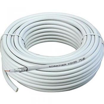 Cable Coaxial SAT Schwaiger 50m, Doble Blindaje 75 dB, Color Blanco