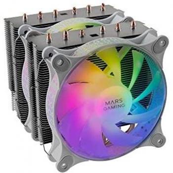 Mars Gaming MCPU-XT Blanco, Disipador CPU, Doble Torre Refrigeración, 6 Heatpipes HCT, TDP 300W, 2 Ventiladores