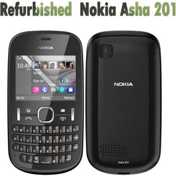 Teléfono Móvil Nokia Asha 201 Original Reacondicionado 90% Nuevo con 1 Batería y 1 Cargador Negro