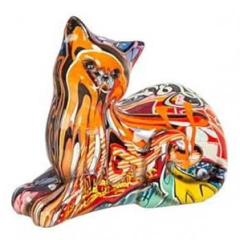 Figura Decorativa Romimex Multicolor Resina Gato 15 x 14 x 8 cm