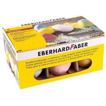 Eberhard Faber 526510 - Crayones de calle en forma de huevo, caja de cartón con 6 crayones de colores brillantes, para divertirse pintando en el asfalto, las calles y las aceras