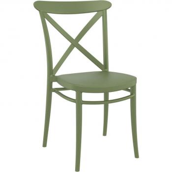 Cross Polypropylene Indoor and Outdoor Side Chair - Olive Green