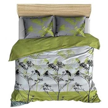 Juego de Cama Funda Nórdica 240x220 cm Suave y Cómoda con 2 Fundas de Almohada - Verde, Blanco, Gris y Negro