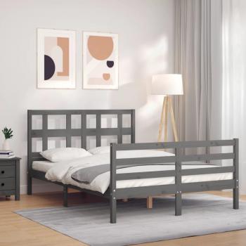 Cabecero de cama gris de madera maciza 140x190 cm
