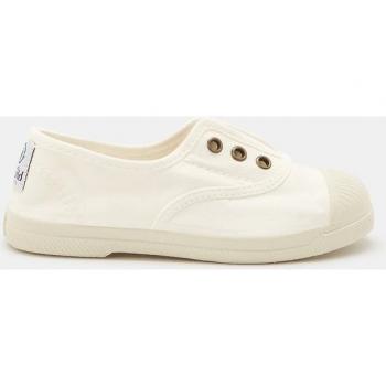 Zapatillas de lona de niños en color blanco con cierre elástico sin cordones