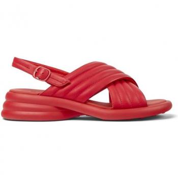 Sandalias de cuña de mujer en rojo con tiras cruzadas