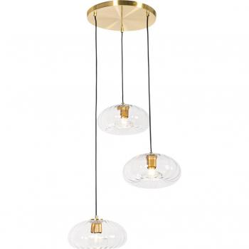 Lámpara colgante Art Deco dorada con cristal redonda 3 luces - Ayesha