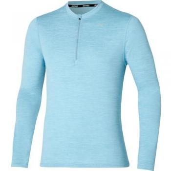 Mizuno Impulse Core Men's Long Sleeve Half Zip Fitness T-shirt - Pastel Blue