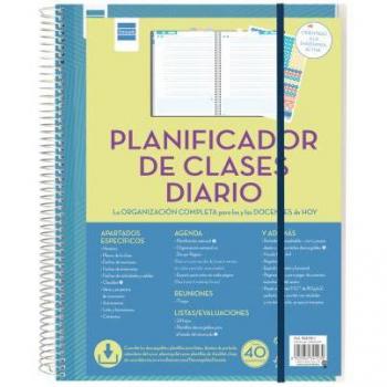 Planificador de Clases Docente Finocam 5341000 Espiral Tapa Polipropileno 230x310mm Un Día por Página en Español
