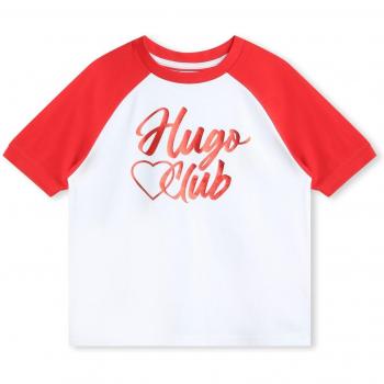Hugo - Camiseta de niña de manga corta con mangas a contraste y logo frontal