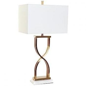Lámpara de mesa DKD Home Decor 40 x 23 x 79 cm Dorado Metal Blanco Mármol 40 W 240 V