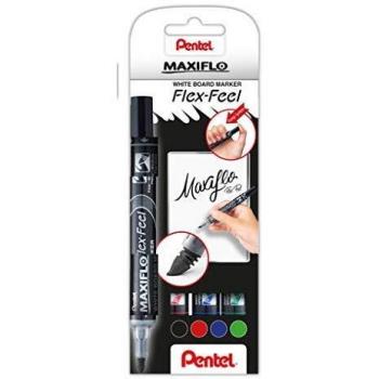 Pentel Maxiflo Flex-Feel Pack de 4 Rotuladores para Pizarra Blanca