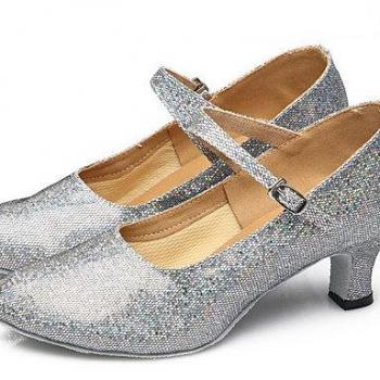 La mujer DaMonicv Glitter brillantes zapatos de baile talón cubano Dance Sneakers más colores,rojo,US8/EU39/UK6/CN39