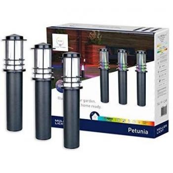 Juego de 3 Lámparas LED Inteligentes Petunia RGBW, 14W, Zigbee, Compatible con Alexa