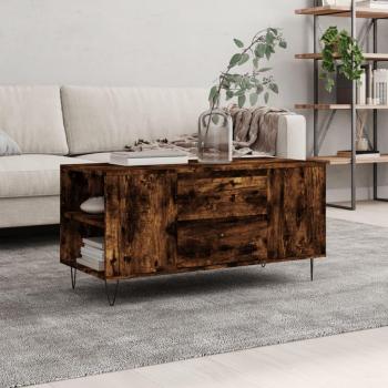 Mesa baja de roble ahumado 102x44,5x50 cm madera multicapa Vidaxl Marrón
