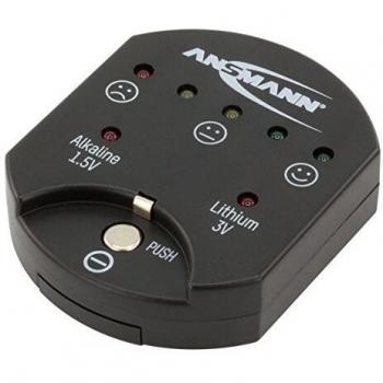 Tester de Baterías para Pilas Botón ANSMANN - Capacidad para Alkalinas y Litio, Pantalla LED, Compacto y Fácil de Usar