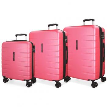 Movom Turbo Juego de maletas Rosa 55/69/79 cms Rígida ABS Cierre combinación 242L 4 Ruedas dobles Equipaje de Mano