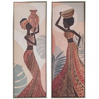 Cuadro Mujer Africana 2 Unidades Negro de Pintura - Signes Grimalt By SIGRIS, Cuadros Decoración Salón, Cuadros para Dormitorio, dimensiones 90x4x30 cm