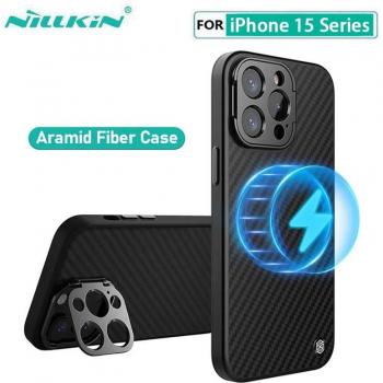 Nillkin Magnetic Aramid Fiber Case with Kickstand for iPhone 15 Pro Max - All-Inclusive Anti-Drop Protection