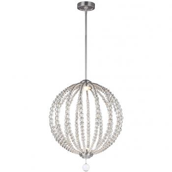 Lámpara colgante Oberlin mediana de 2 luces LED en níquel satinado con perlas claras