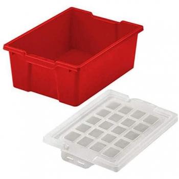 Cubeta profunda apilable con tapa Faibo 787-03 - Rojo