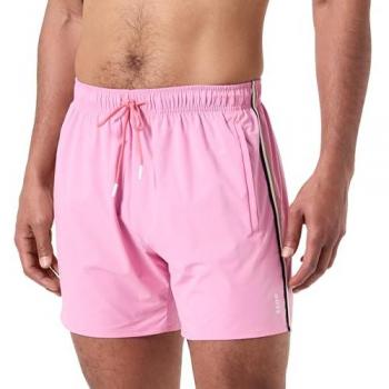 BOSS Iconic Regular Fit Swim Shorts with Logo Print in Light Pink - XL