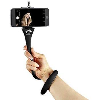 MONKEYSTICK Negro - Palo Selfie Flexible para teléfono móvil y GoPro / Trípode Flexible / Recubrimiento de Silicona Antideslizante