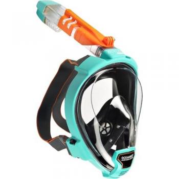 Ocean Reef Máscara Facial Completa Aria QR+ para Snorkeling - Visión Subacuática de 180 Grados y Mecanismo Quick Release (Verde Azulado, L/XL)
