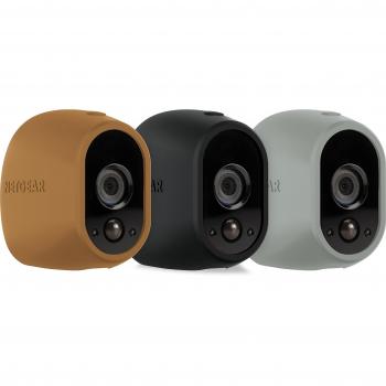 Arlo VMA1200D-10000S - Kit de 3 fundas de silicona para cámaras de seguridad y vigilancia Arlo, colores marrón, Gris y negro