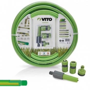 Kit de Riego Completo 20m x 15mm PVC Reforzado con Lanza Multichorro y Conectores