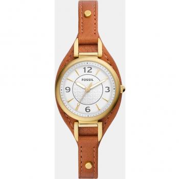 Reloj Fossil Carlie ES5215 para Mujer, Movimiento Quartz, Correa de Piel Ecológica Marrón, Caja de Acero