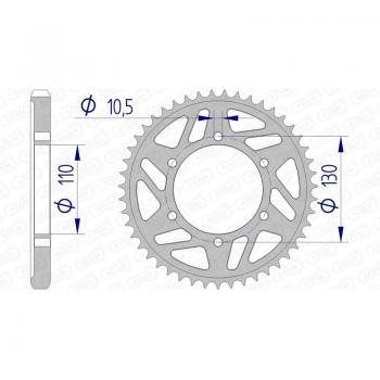 Corona de aluminio AFAM 13813 - 44 dientes - Rueda dentada para cadena