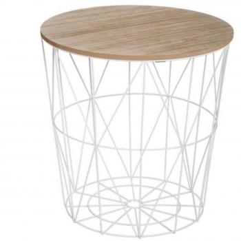 Mesa de Centro Kumi Roble Claro y Blanco 40x41