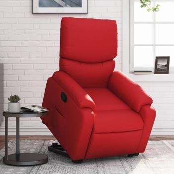Sillón reclinable elevable de cuero artificial rojo Vidaxl