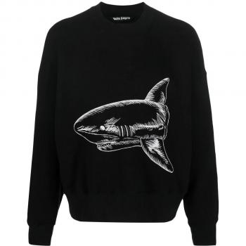 Palm Angels Men's Cotton Crew-Neck Sweatshirt in Black | Size XL | PMBA026S23FLE006 Color 1003