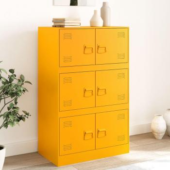 Aparador de acero antracita y amarillo mostaza 67x39x107 cm