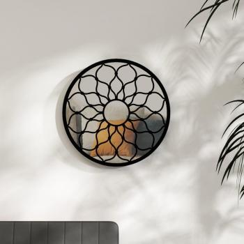 Espejo de hierro redondo negro para uso interior 40x3 cm